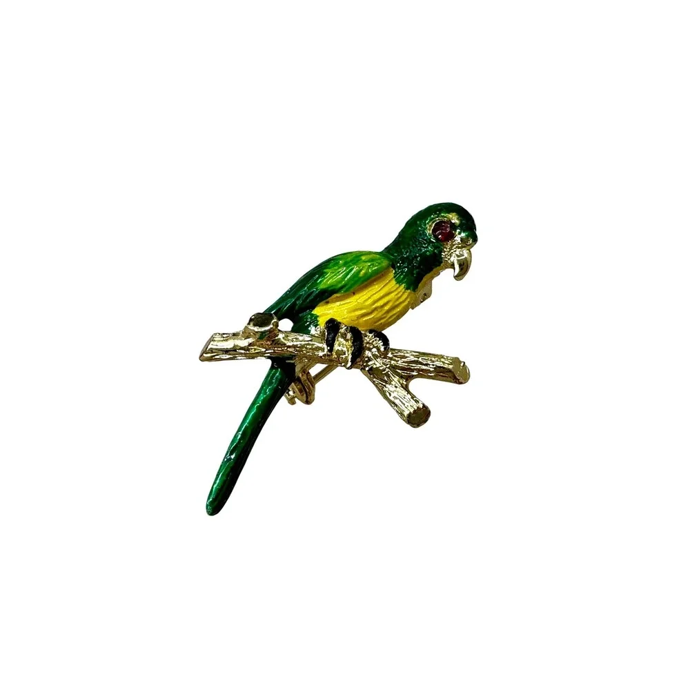 Vintage Enameled Parrot‎ Bird Brooch Pin Costume Jewelry Fashion Jungle Taiwan